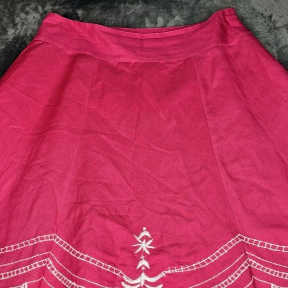 Retro Sz 10 Y2K Hot Pink Prairie Floral Cottage Core Flowy Skirt A Bell Lined - Picture 6 of 13